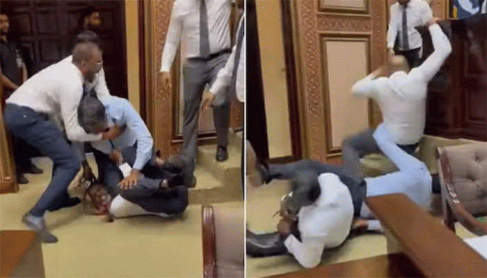 মালদ্বীপের পার্লামেন্টে এমপিদের মারামারি মালদ্বীপের পার্লামেন্টে এমপিদের মারামারি