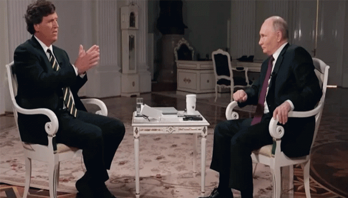 রাশিয়া লক্ষ্য অর্জনে যুদ্ধ চালিয়ে যাবে, মার্কিন সাংবাদিককে পুতিন 