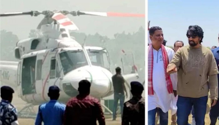 দেবকে বহনকারী হেলিকপ্টারে আগুন, অল্পের জন্য রক্ষা