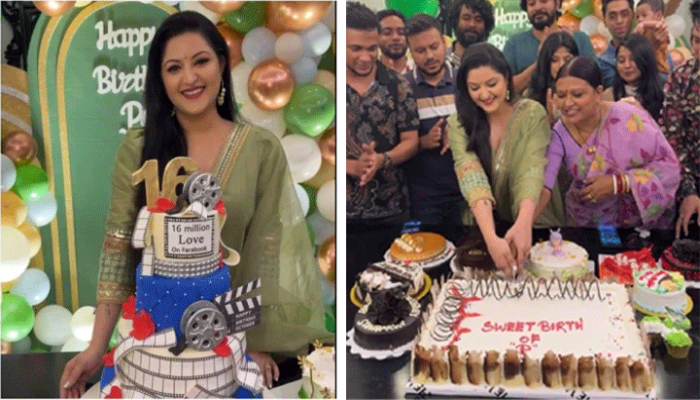 মধ্যরাতে জন্মদিনের কেক কাটলেন নায়িকা পরীমণি