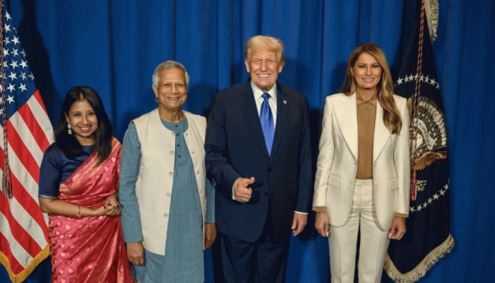 ট্রাম্প দম্পতির সঙ্গে প্রধান উপদেষ্টা ও তার মেয়ের ছবি প্রকাশ ট্রাম্প দম্পতির সঙ্গে প্রধান উপদেষ্টা ও তার মেয়ের ছবি প্রকাশ