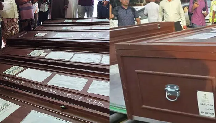 সৌদির আগুনে প্রাণ হারানো ৭ বাংলাদেশির মরদেহ ফিরল দেশে, স্বজনদের অপেক্ষা
